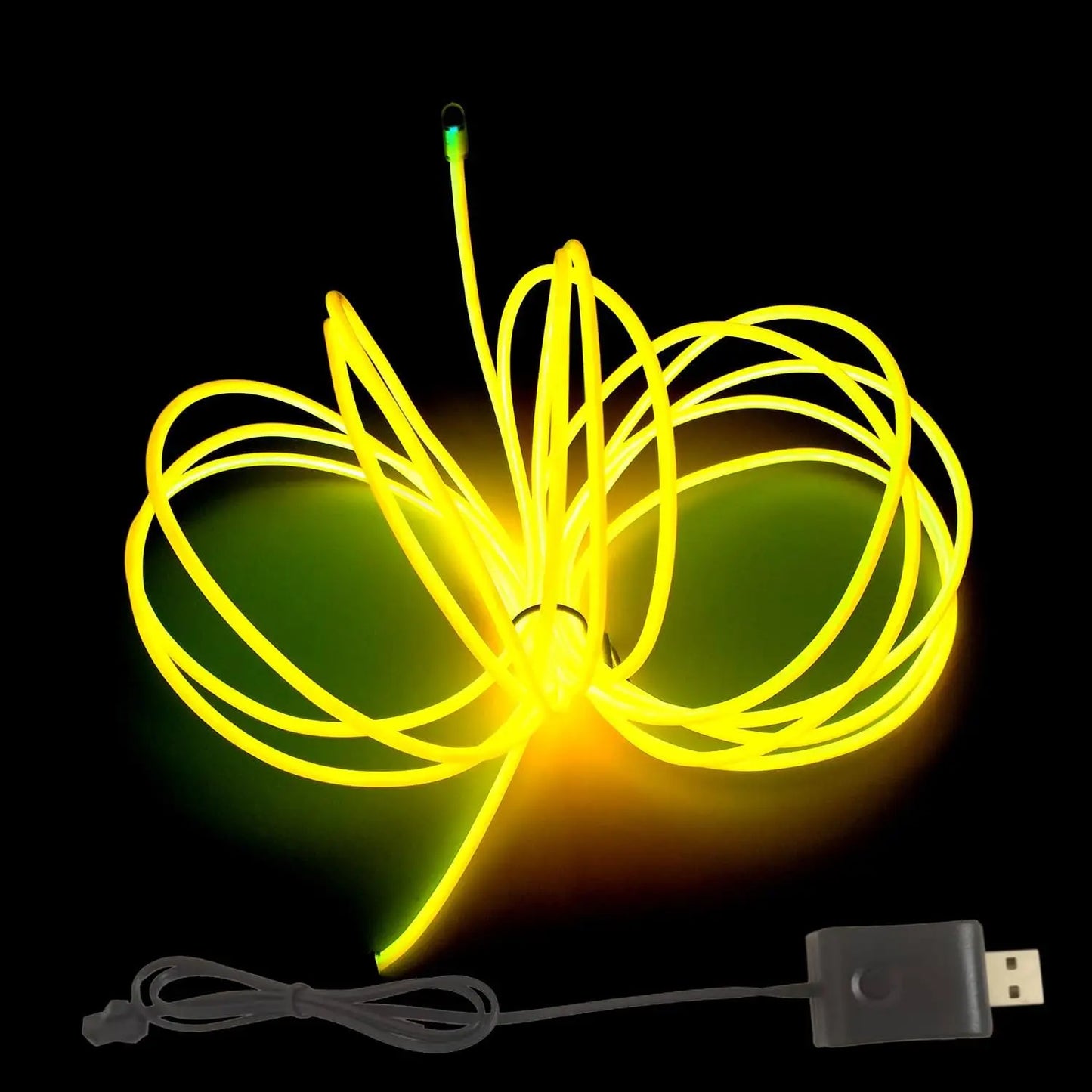 EL – fil lumineux de couleur 3M/5M/10M, avec adaptateur USB, bande lumineuse néon 360, corde lumineuse découpable pour fête d'halloween, décoration DIY