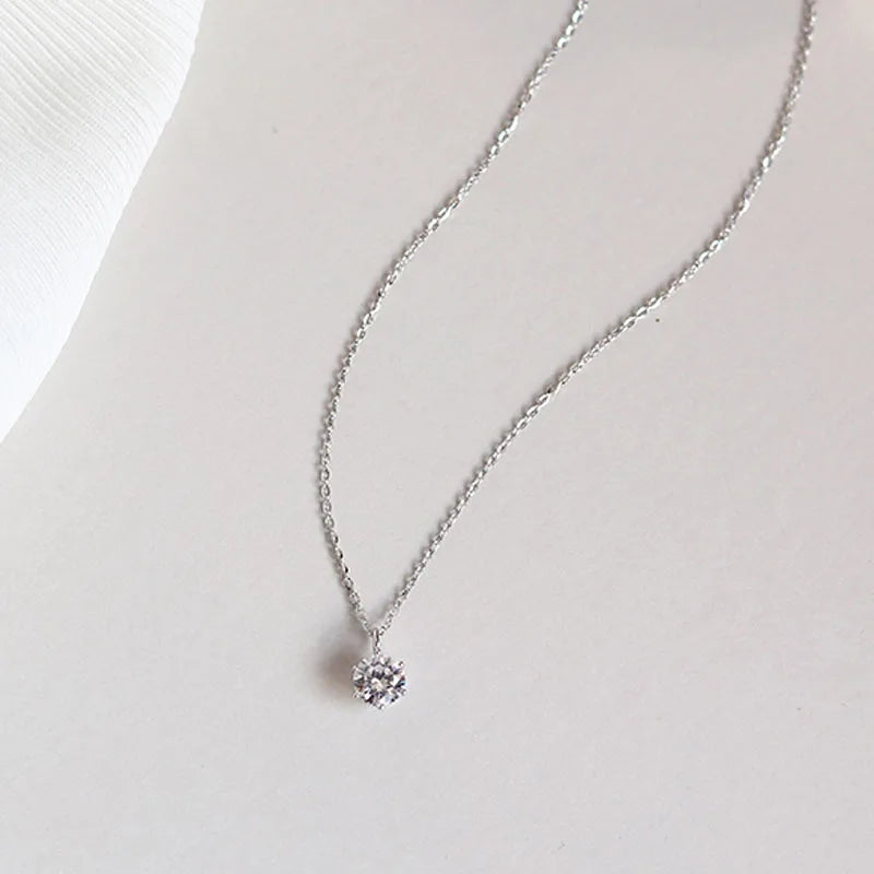 Collier Plaqué Argent Sterling 925 pour Femme, Polyvalent, Simple, Rotterdam, Kling, AAA, Zcomprend sur la Clavicule, Bijoux de Mariage, Vente en Gros, Chaud