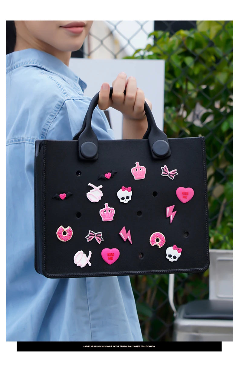 EVA grand sac à bandoulière en cuir sac à main fourre-tout sac de rangement pour femmes décontracté sac de plage étanche trou ajustement charme sac de rangement de mode