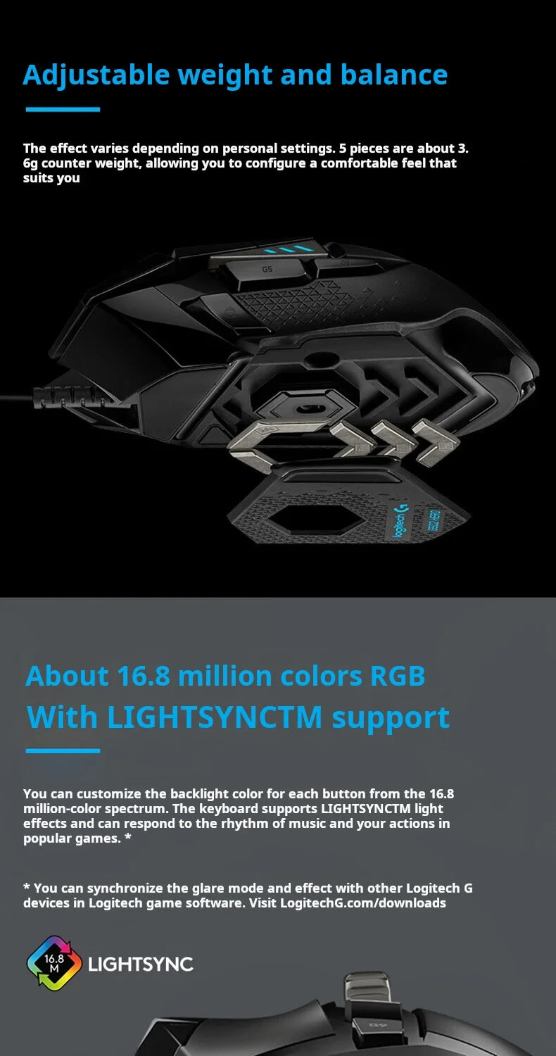 Logitech G502 HERO câble souris de jeu e-sports manger du poulet souris mécanique lumière rvb peut être équilibrée pour manger du poulet Macro Prog