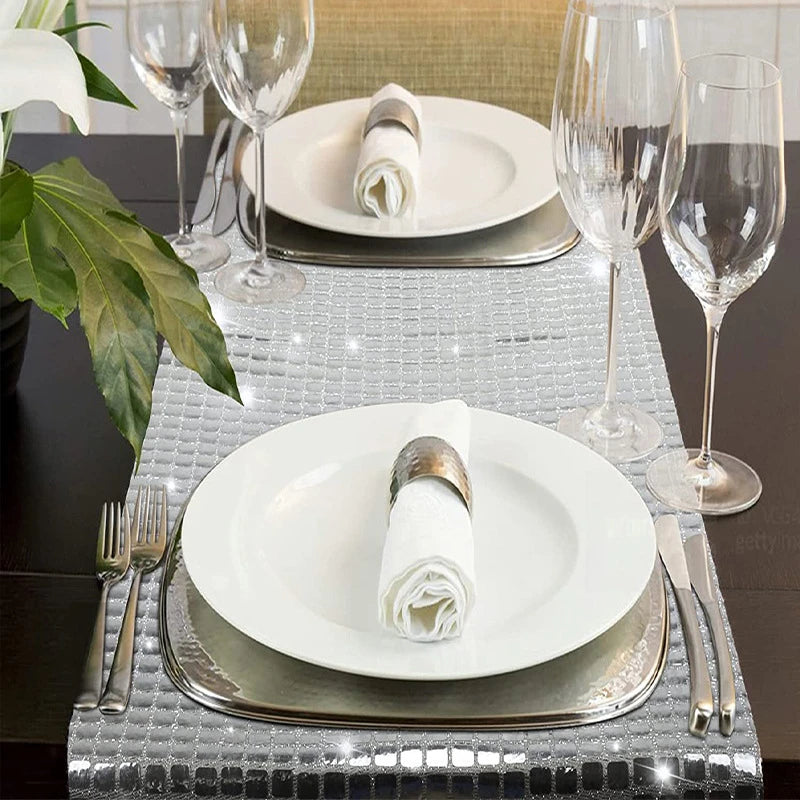 Chemin de Table Disco à paillettes, 7 couleurs, miroir, feuille d'or/argent, décoration de Table à manger métallique pour fête de mariage, anniversaire