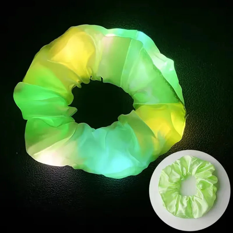 Chouchous lumineux LED populaires pour femmes et filles, corde à cheveux scrunchy scintillante, bandeau lumineux pour Halloween
