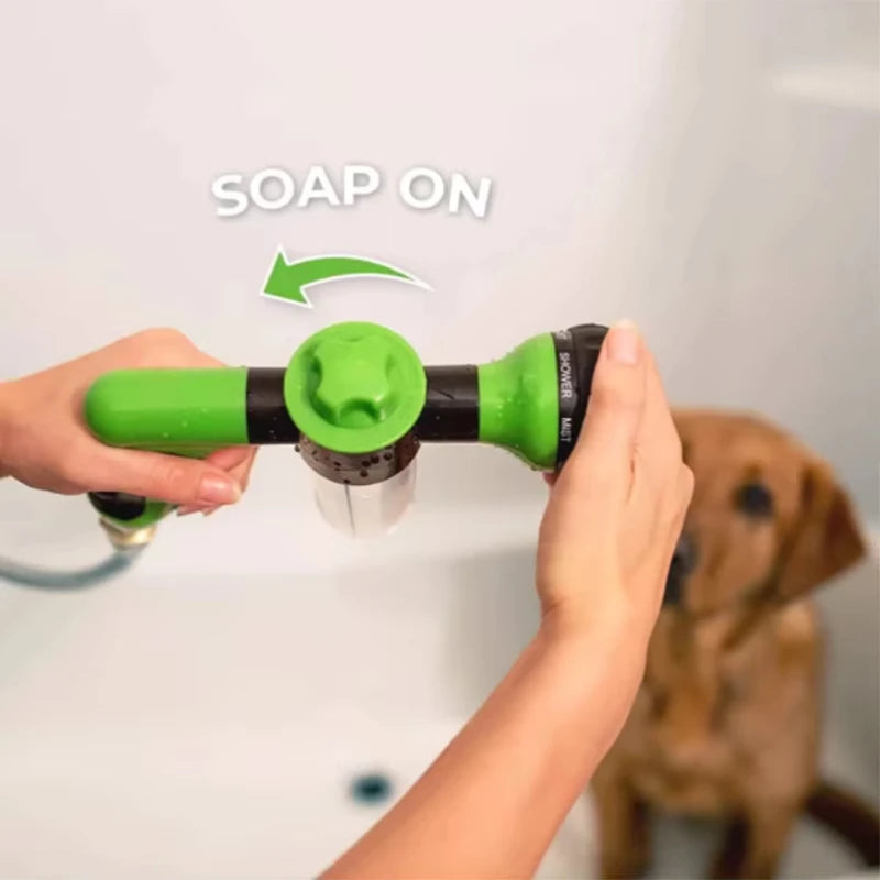 Buse de pulvérisation à haute pression, tuyau, pistolet de douche pour chien, 3 modes réglables, lavage des animaux domestiques, bain de nettoyage, mousse d'eau, savon, outil de nettoyage pour chien