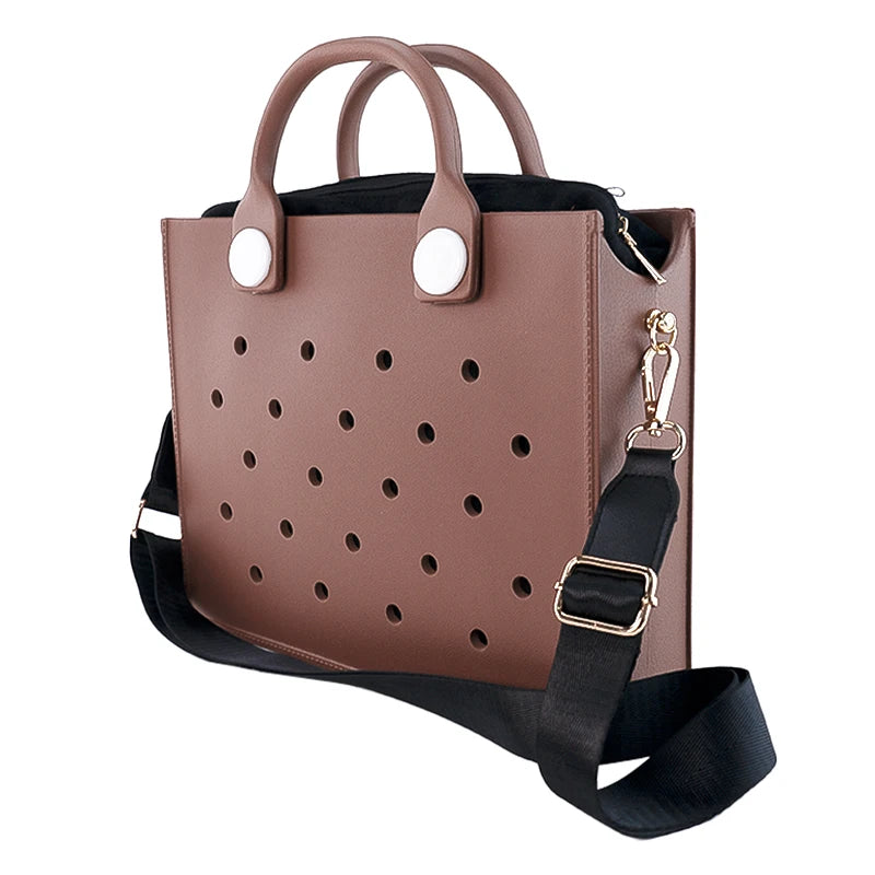 EVA grand sac à bandoulière en cuir sac à main fourre-tout sac de rangement pour femmes décontracté sac de plage étanche trou ajustement charme sac de rangement de mode