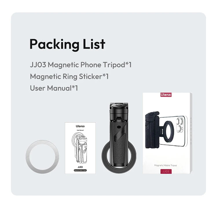 Ulanzi JJ03 perche à Selfie magnétique trépied de téléphone pour iPhone 16 15 14 13 12 Pro Max Magsafe Smartphone poignée sans fil support de bureau