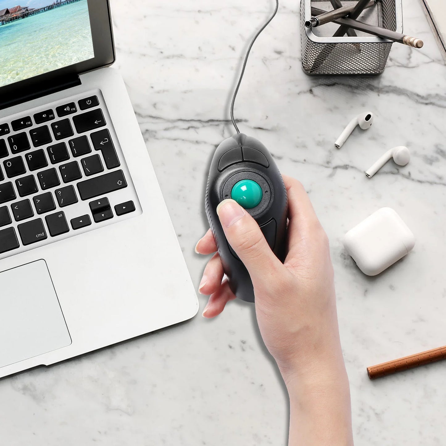 Souris Laser portable ergonomique, commande au pouce, sans fil, optique, filaire, USB, pour ordinateur portable et PC, nouvelle collection