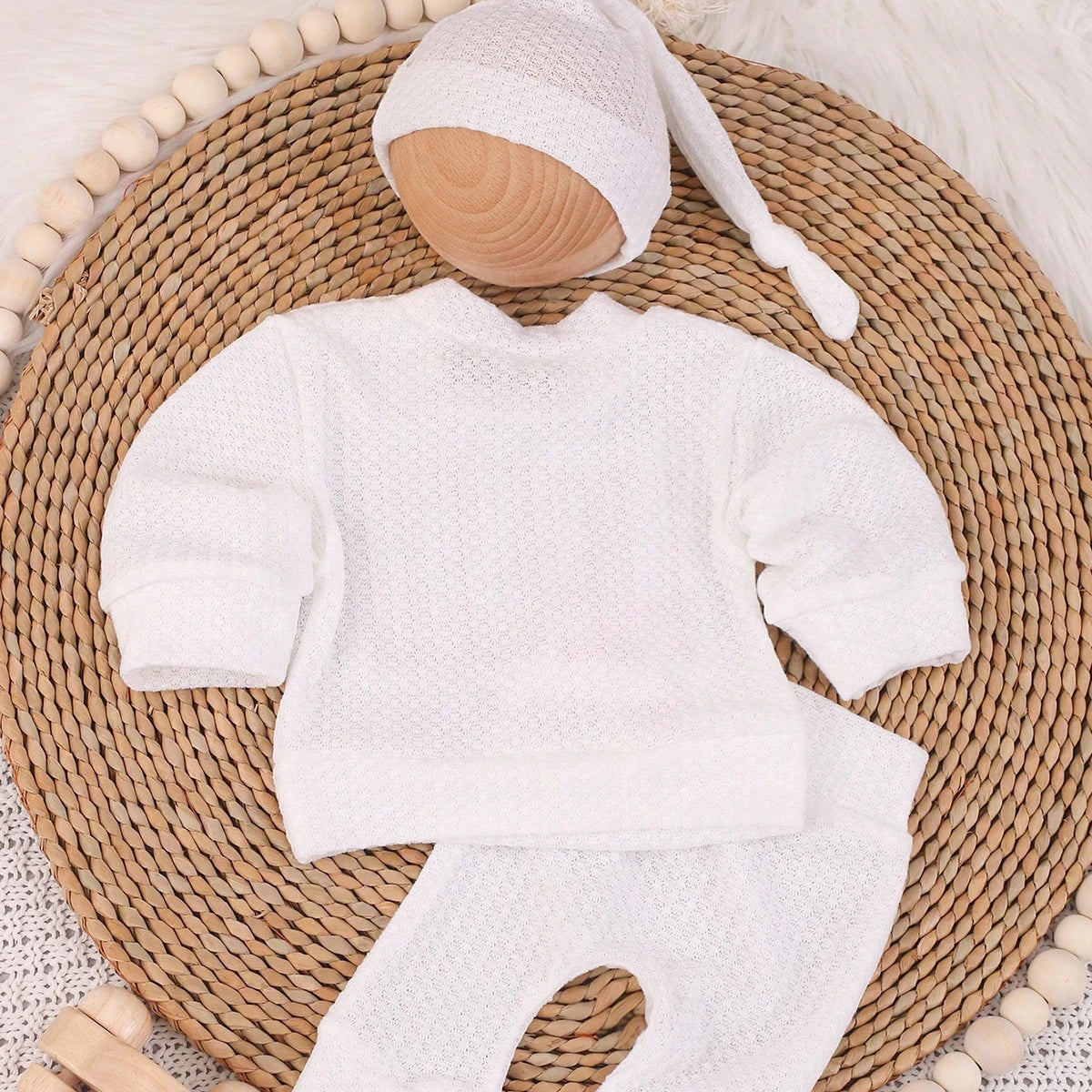Ylsteed "bonjour" broderie nouveau-né photographie accessoires infantile barboteuse combinaison avec chapeau à nœud bébé à la maison tenue bébé Photo cadeau