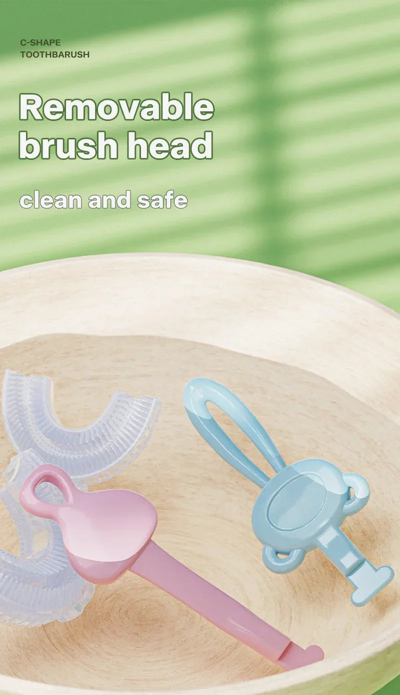 Brosse à dents en Silicone souple pour bébé de 2 à 12 ans, brosse de nettoyage des dents en forme de U à 360 degrés pour enfants de 2 à 12 ans