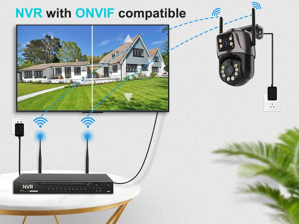 4K 8MP HD Wifi PTZ caméra extérieure 4MP double objectif double écran AI suivi automatique caméra IP CCTV Audio vidéo Surveillance P2P iCSee