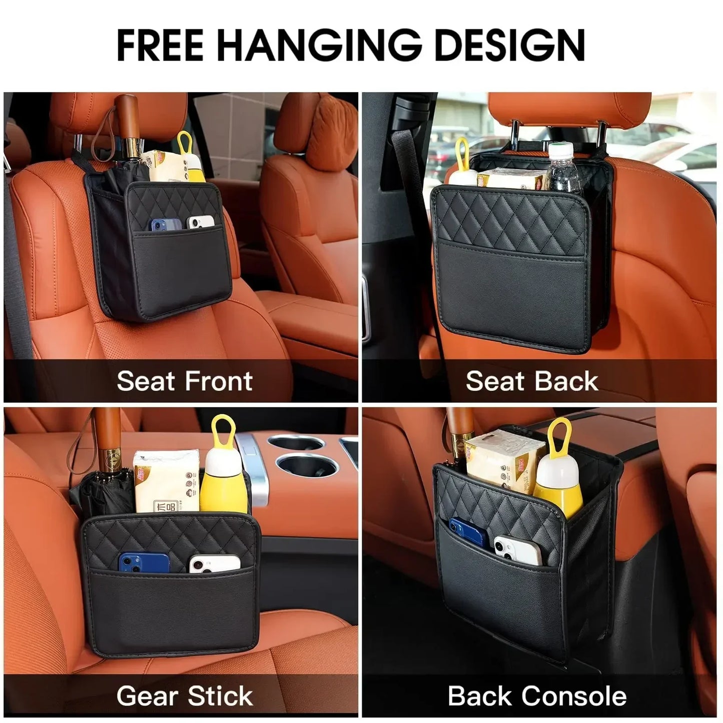 Sac de rangement multifonction en cuir PU pour dossier de siège de voiture, pour Renault Clio Laguna Megane Duster, porte-gobelet en tissu, poche pour déchets