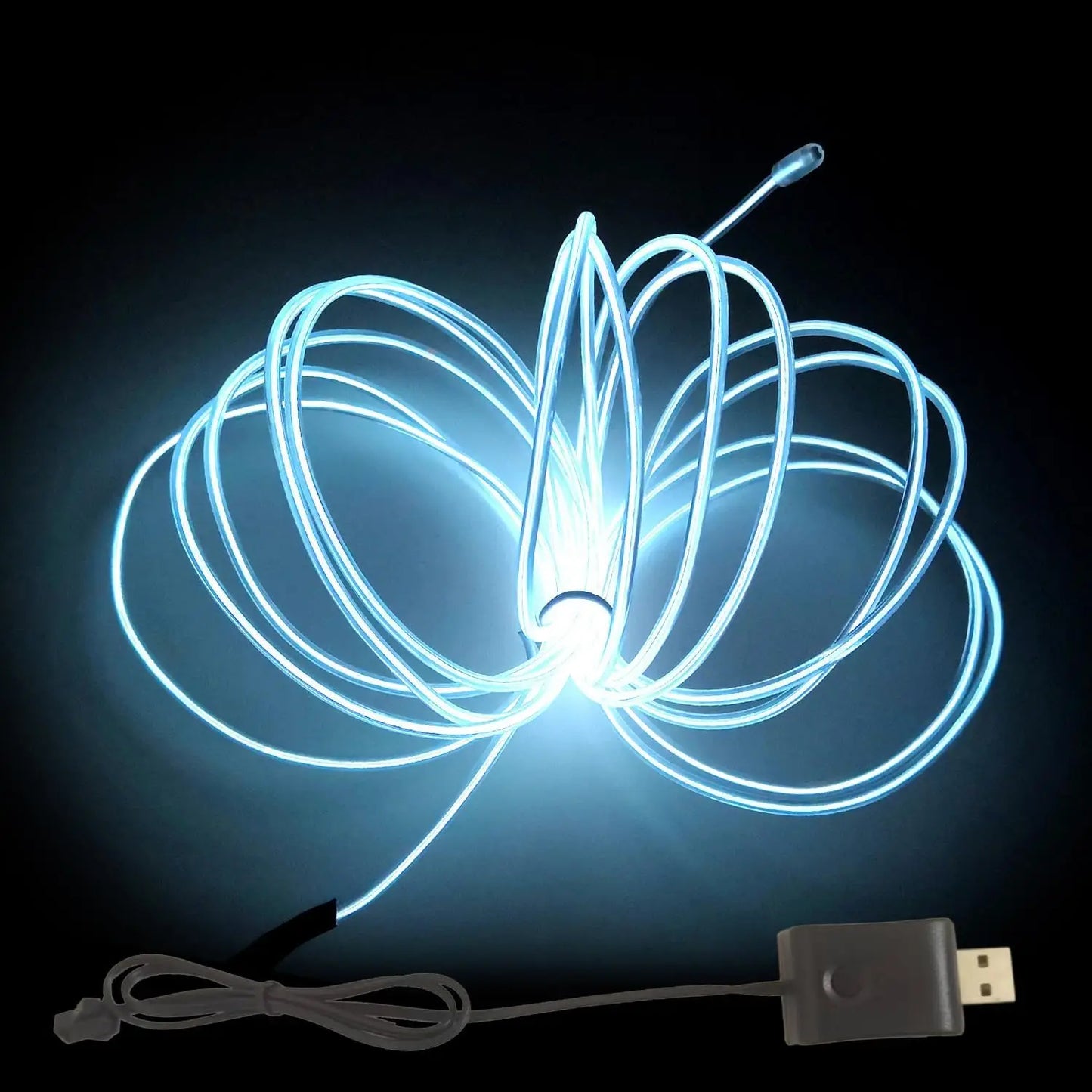 EL – fil lumineux de couleur 3M/5M/10M, avec adaptateur USB, bande lumineuse néon 360, corde lumineuse découpable pour fête d'halloween, décoration DIY
