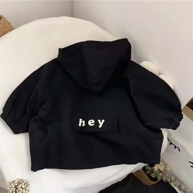 Veste à Capuche avec Fermeture Éclair pour Enfant Garçon et Fille, Vêtement à la Mode avec Dessin Animé, Chemise avec Lettres, Nouvelle Collection Printemps Automne 2024