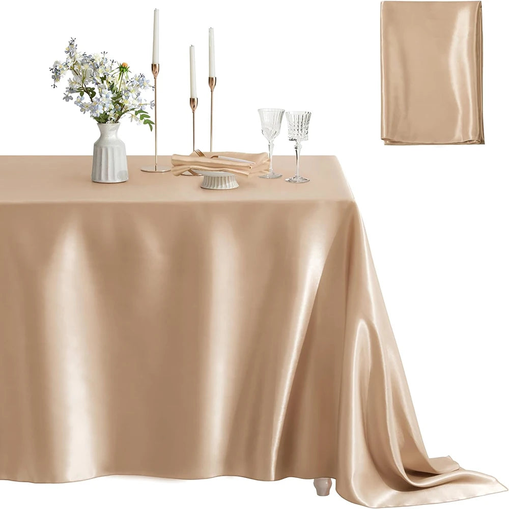 Nappe rectangulaire en Satin pour mariage, blanc et noir, pour fête d'anniversaire, événements, Banquet, décoration de dîner à domicile