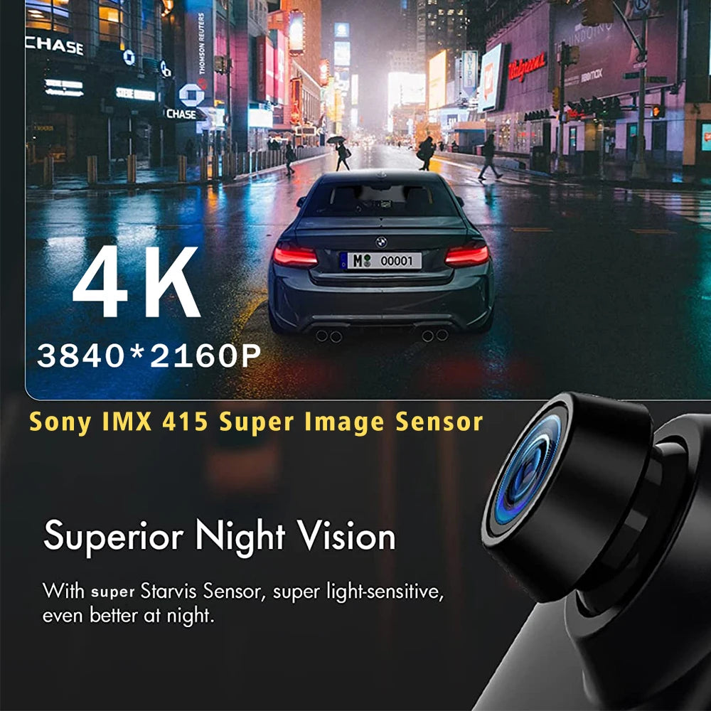 10 "Cam de tableau de bord 4K 3840*2160P voiture Dvr Carplay Android Auto GPS 5G WIFI AUX flux rétroviseur Dashcam caméra lecteur enregistreur FM