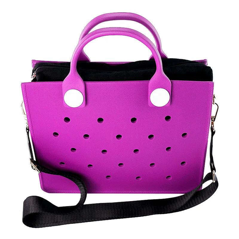 EVA grand sac à bandoulière en cuir sac à main fourre-tout sac de rangement pour femmes décontracté sac de plage étanche trou ajustement charme sac de rangement de mode