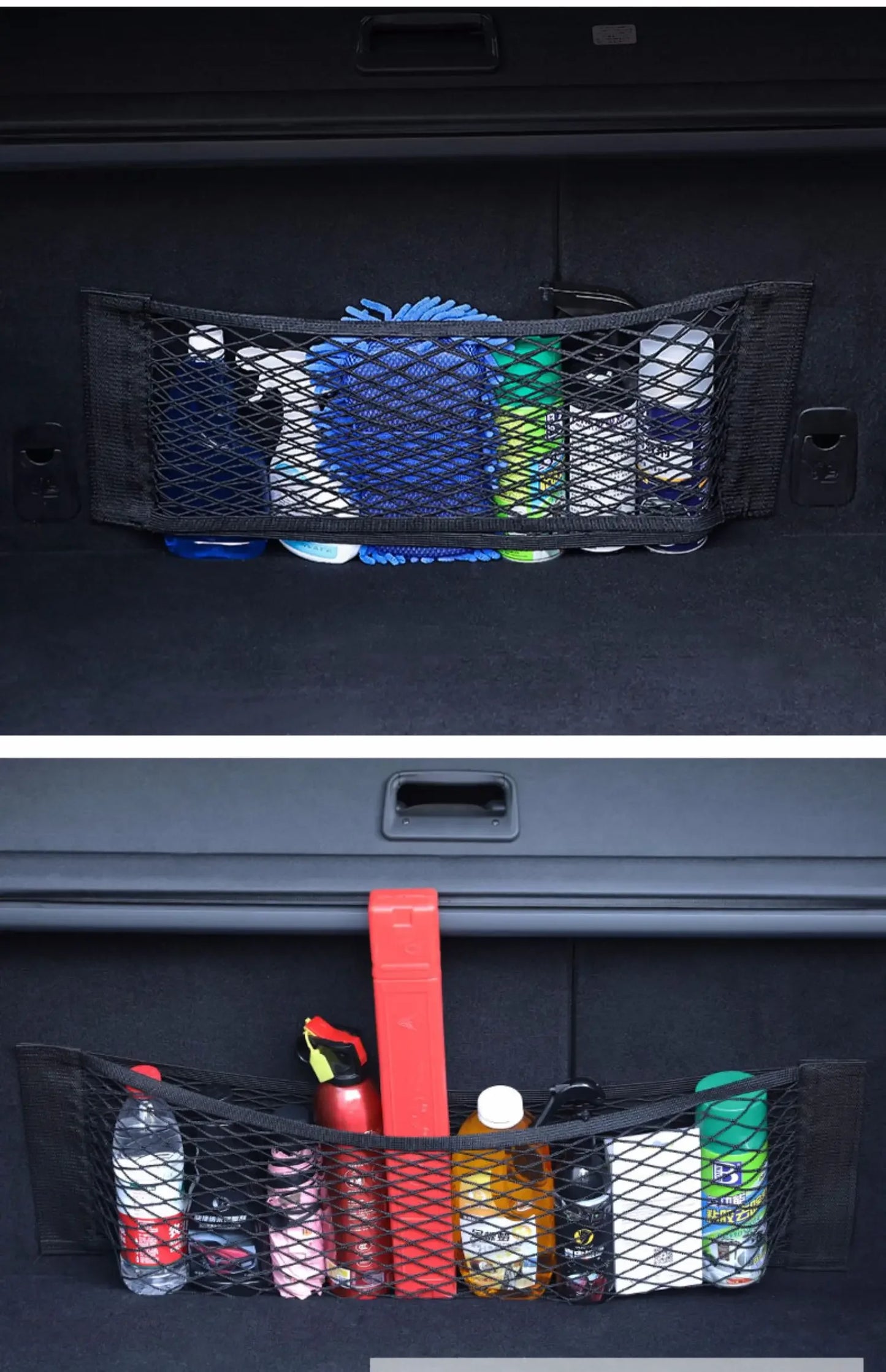 Sac de rangement de bagages, sac de rangement de coffre de voiture, filet de rangement de voiture en Velcro Double extensible, sac de rangement en maille, filet de voiture