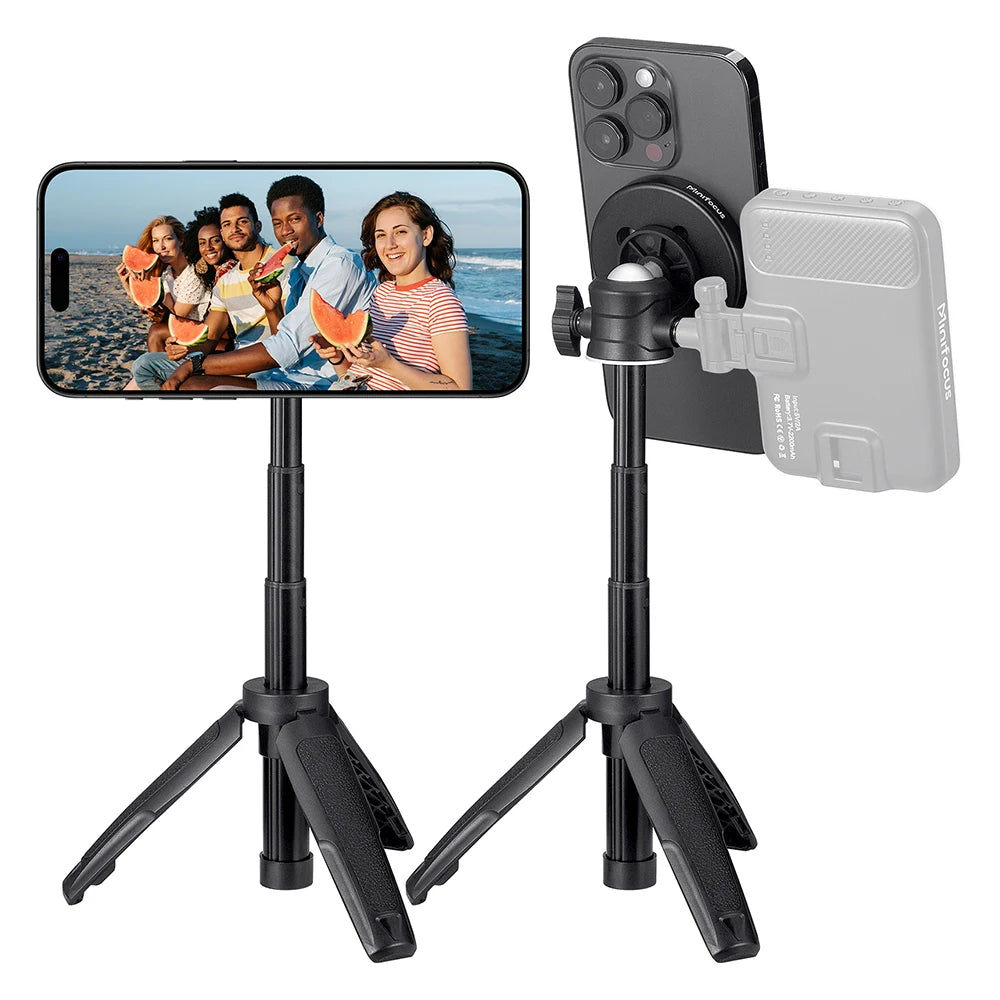 Trépied magnétique pour smartphone MagSafe, mini perche à selfie extensible à 360 °, support de trépied à tête sphérique, poignée pour iPhone 14, 13, 12