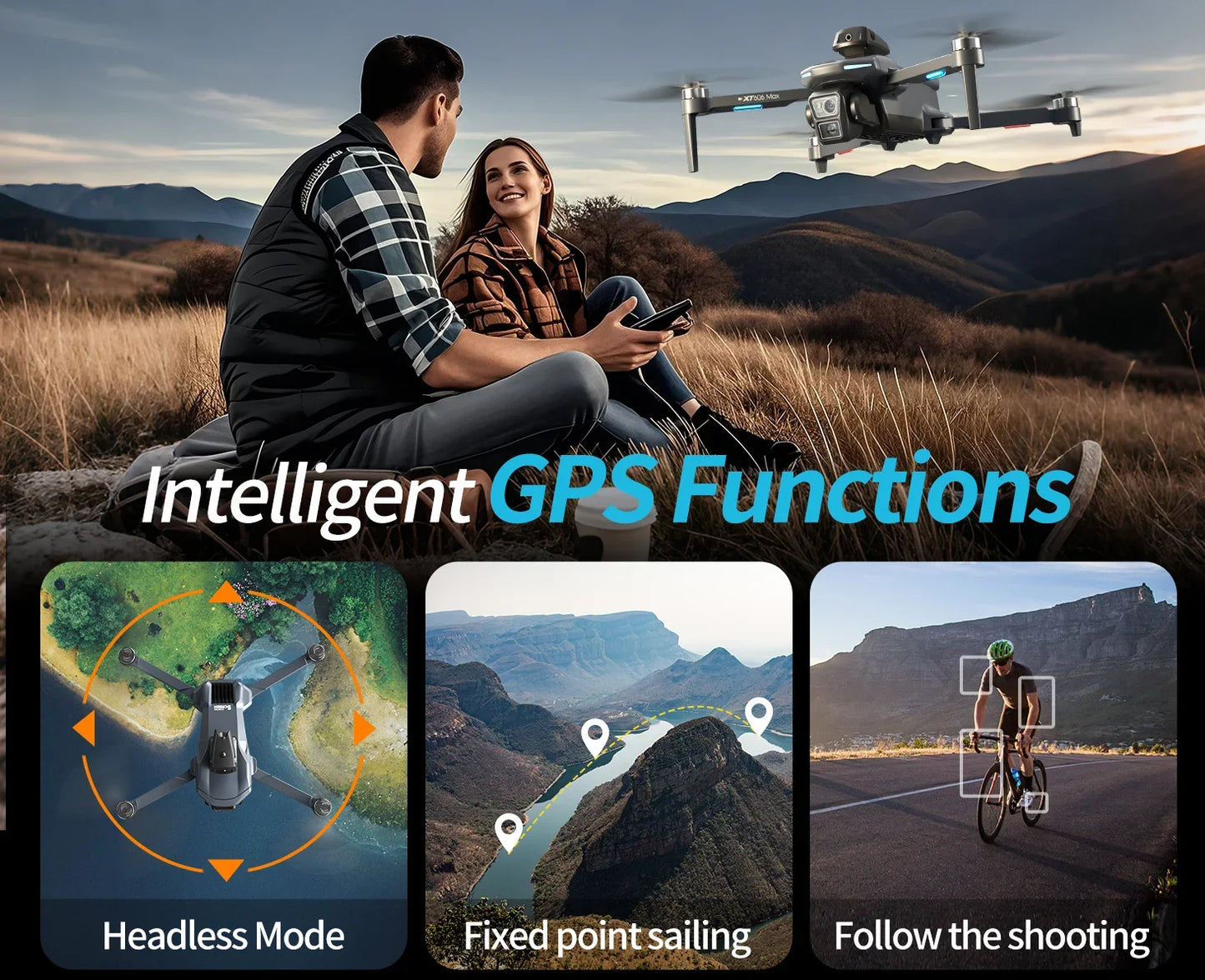 Xiaomi XT606 MAX GPS Drone 4k professionnel 8K HD caméra FPV souhait écran Drone 360 ° Jouets quadrirotor pour éviter les obstacles, drone
