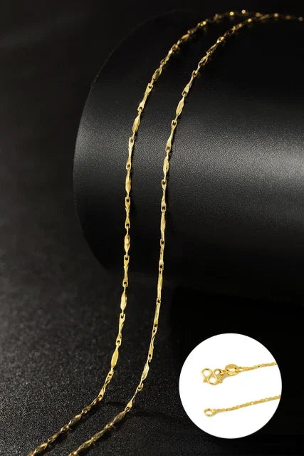 Chaîne de collier couleur or 14k pour femmes, boîte, os de serpent/étoilé/chaîne croisée, collier de 18 pouces, bijoux fins, cadeaux