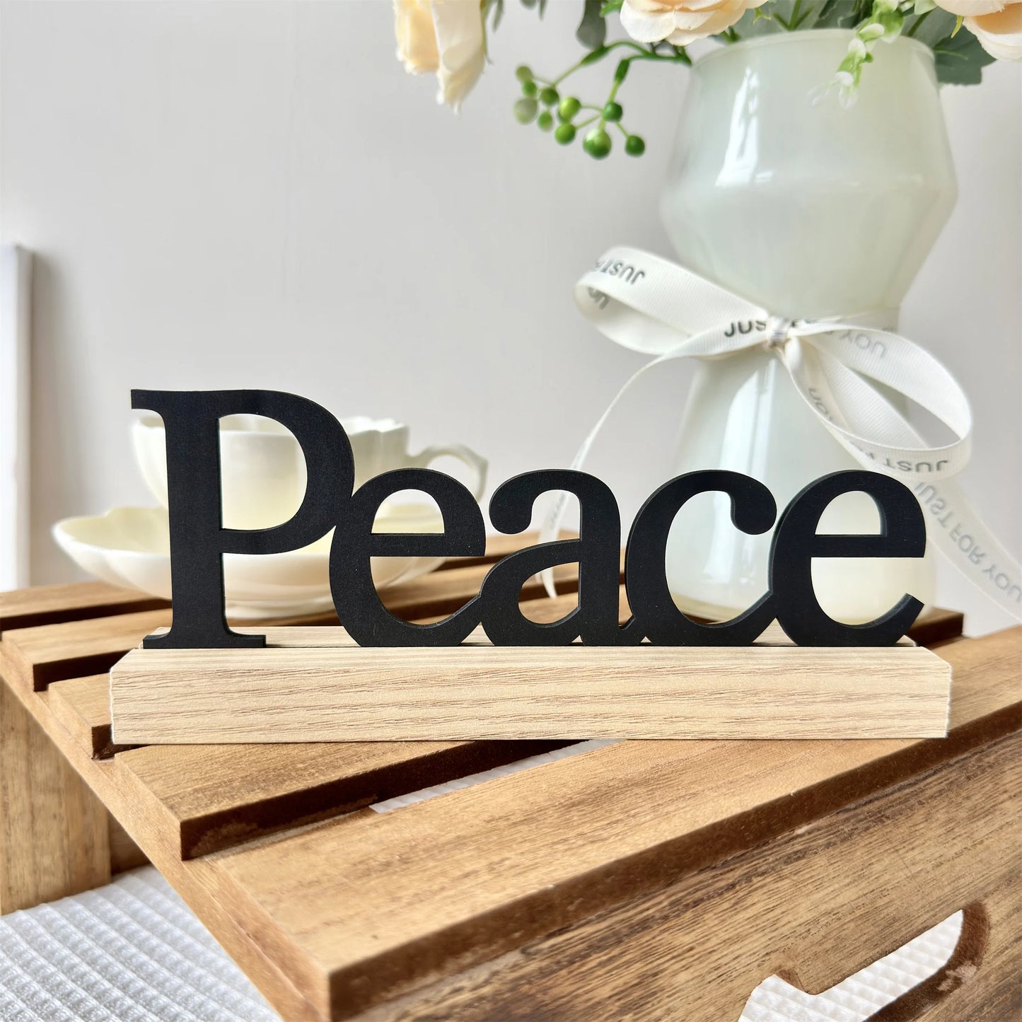 Panneau de table en bois noir inspirant – Centre de table de décoration de maison de motivation