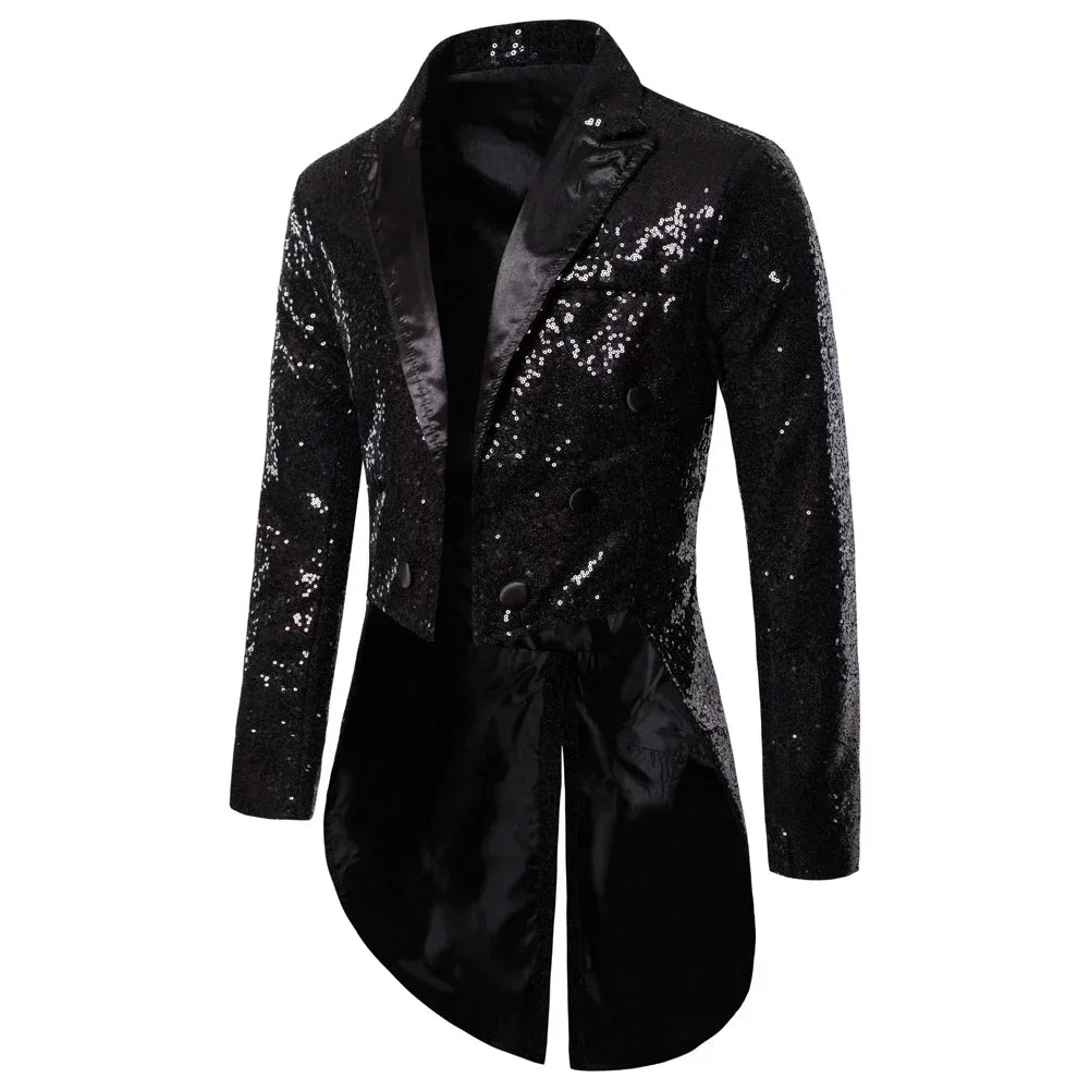 Manteau de Costume à paillettes dorées brillantes pour hommes, veste de smoking à Double boutonnage pour marié de mariage, Costume de fête sur scène de bal