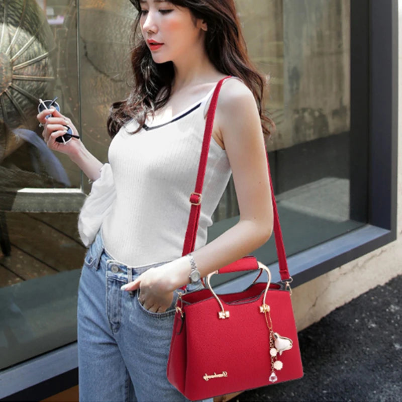 Sacs à poignée de luxe pour femmes, sac à bandoulière pendentif en cuir PU, sacoche de grande capacité, sacs pour maman d'âge moyen, fourre-tout