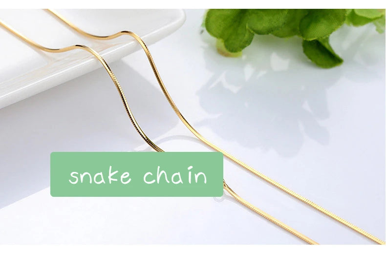 Chaîne de collier couleur or 14k pour femmes, boîte, os de serpent/étoilé/chaîne croisée, collier de 18 pouces, bijoux fins, cadeaux