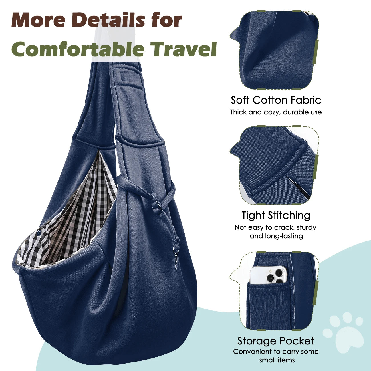 Pawaboo – porte-élingue réversible pour petit chien, mains libres, pour chiot, avec boucle de sangle réglable