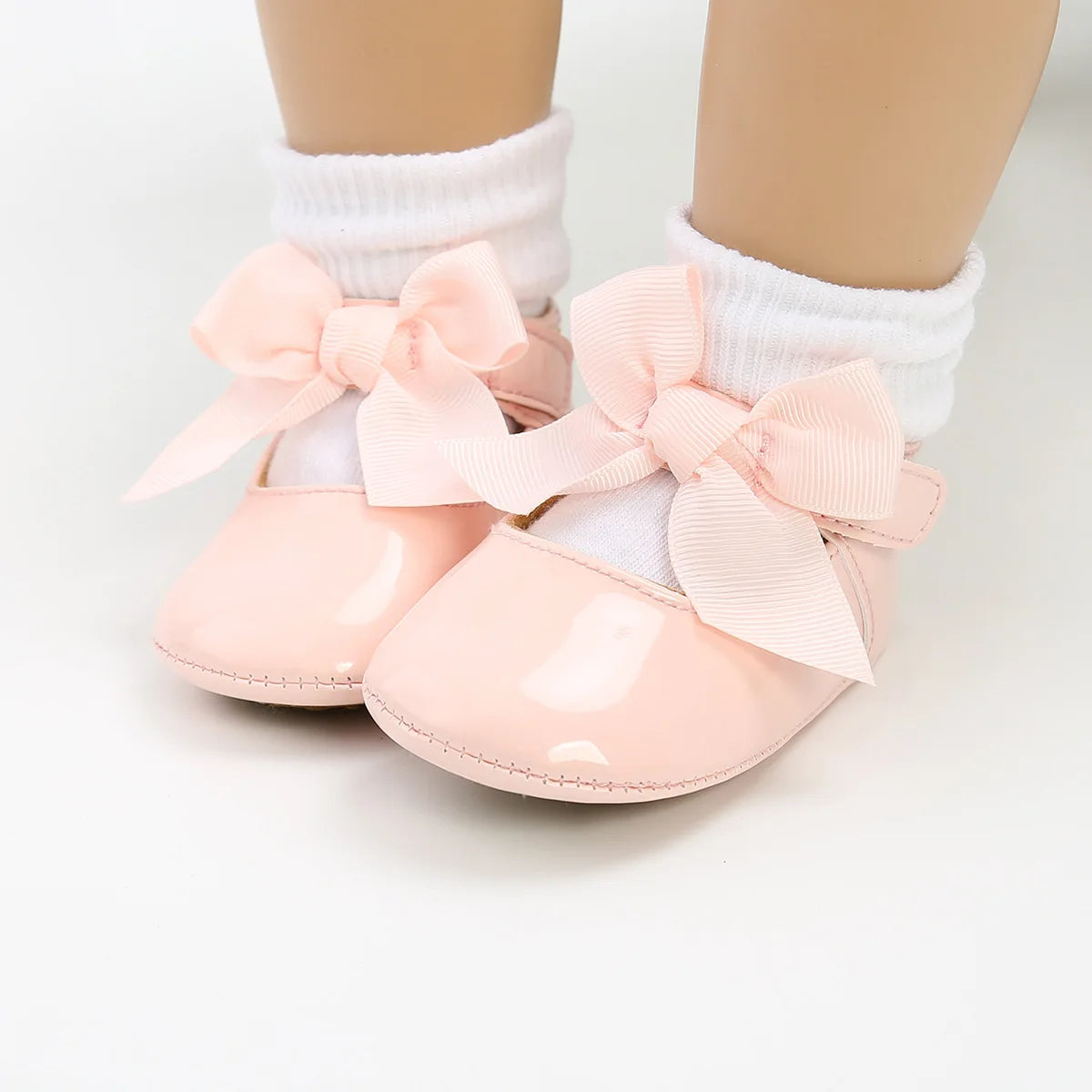 Meckior bébé chaussures nœud papillon semelle en caoutchouc anti-dérapant PU Ballet pantoufles bébé fille robe chaussures premier marcheur enfant en bas âge berceau chaussures