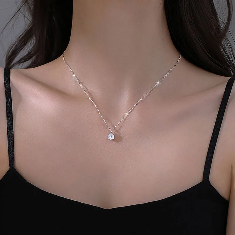 Collier Plaqué Argent Sterling 925 pour Femme, Polyvalent, Simple, Rotterdam, Kling, AAA, Zcomprend sur la Clavicule, Bijoux de Mariage, Vente en Gros, Chaud