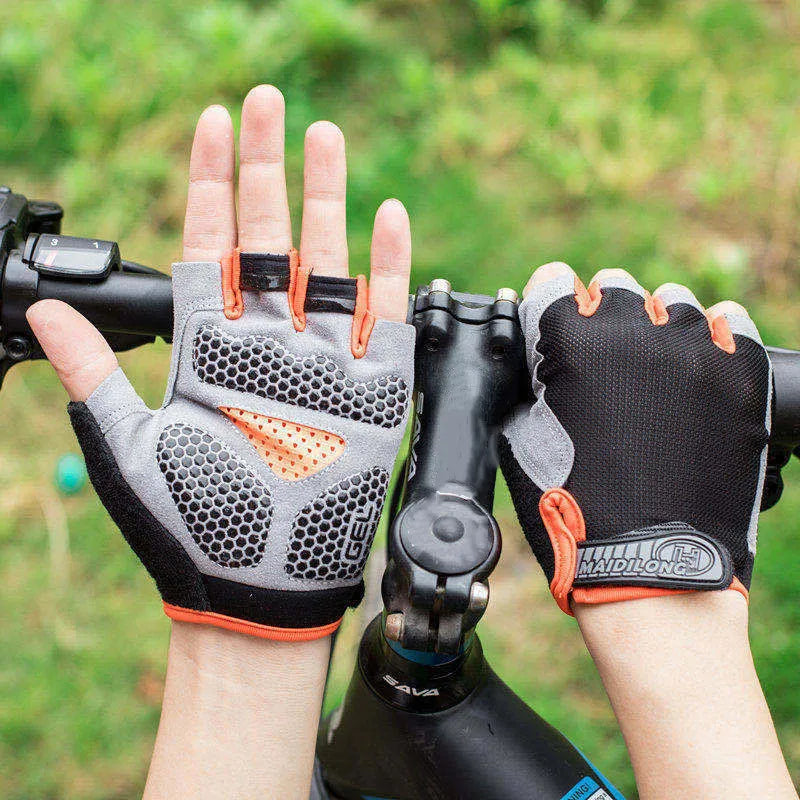 Gants de vélo pour hommes et femmes, demi-doigt, de gymnastique, mitaines respirantes et antidérapantes, pour Fitness, entraînement sportif