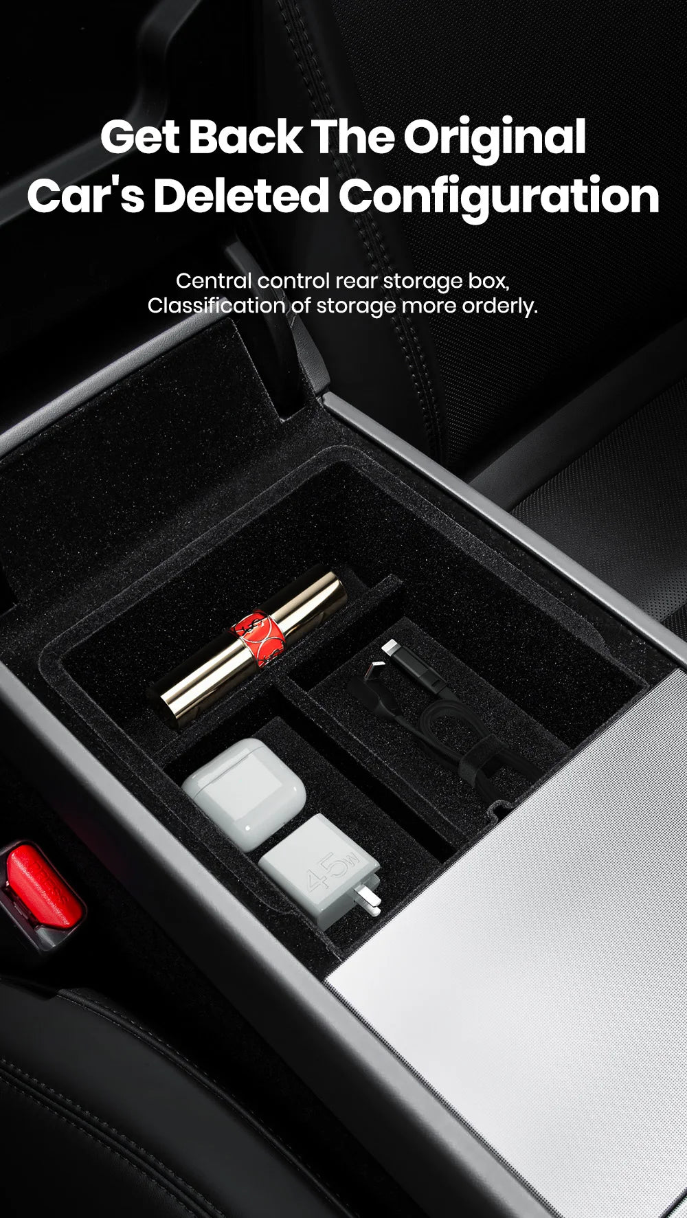 Accoudoir central caché, boîte de rangement, support de verre, organisateur de Console, accessoires pour Tesla modèle 3 Highland 2025 modèle Y 2021 – 2025
