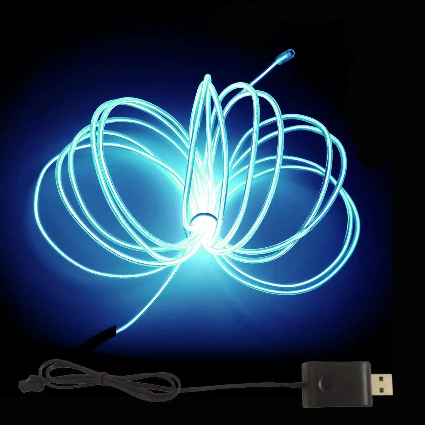 EL – fil lumineux de couleur 3M/5M/10M, avec adaptateur USB, bande lumineuse néon 360, corde lumineuse découpable pour fête d'halloween, décoration DIY