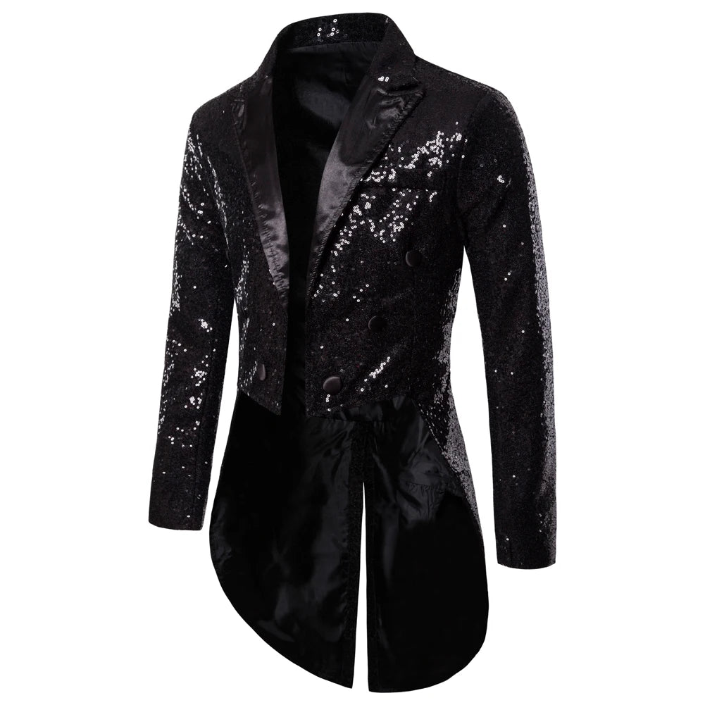 Manteau de Costume à paillettes dorées brillantes pour hommes, veste de smoking à Double boutonnage pour marié de mariage, Costume de fête sur scène de bal