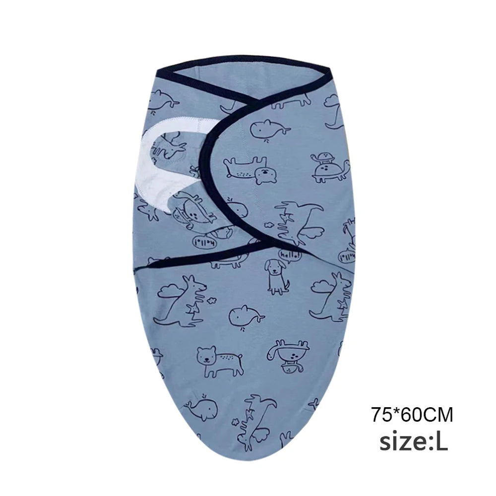 Ensemble de couverture et chapeau pour bébé de 0 à 6 mois, en coton imprimé de dessin animé, emmaillotage réglable pour nouveau-né, enveloppes de couchage pour nourrissons, toutes saisons