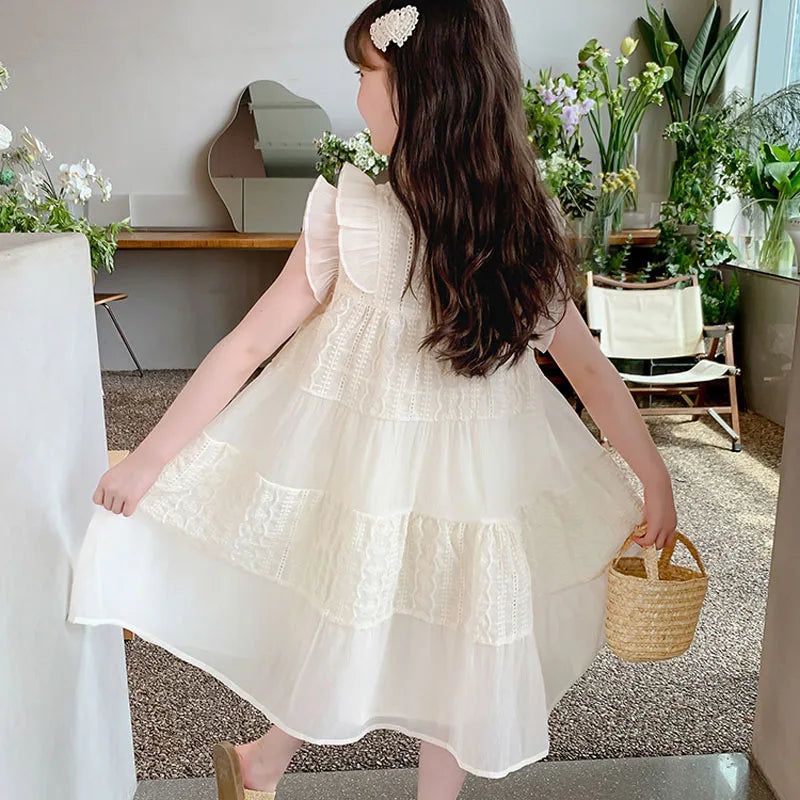 Robe de princesse brodée pour filles, vêtements pour enfants, style de mode simple, nickel é, nouveau, été 2024