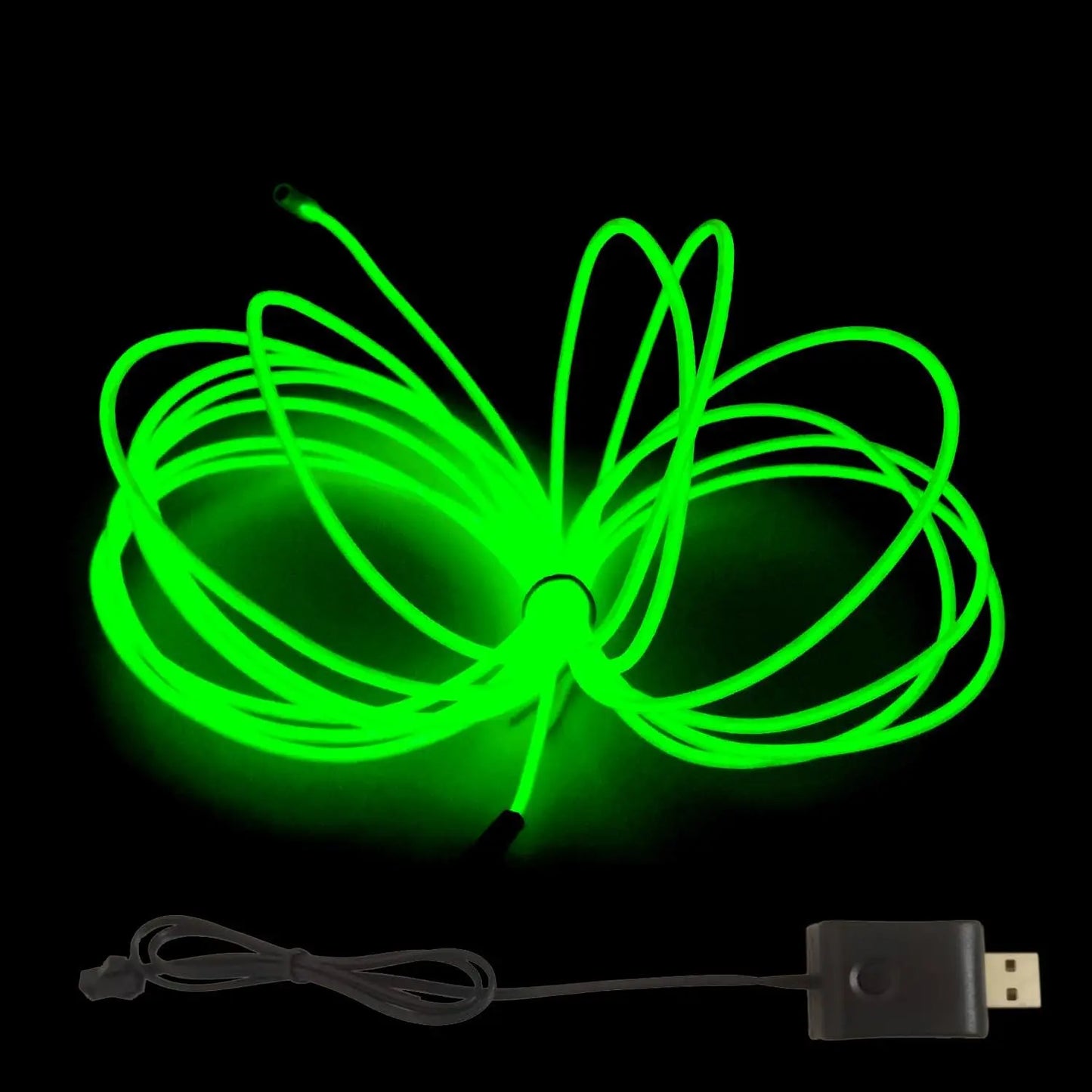 EL – fil lumineux de couleur 3M/5M/10M, avec adaptateur USB, bande lumineuse néon 360, corde lumineuse découpable pour fête d'halloween, décoration DIY
