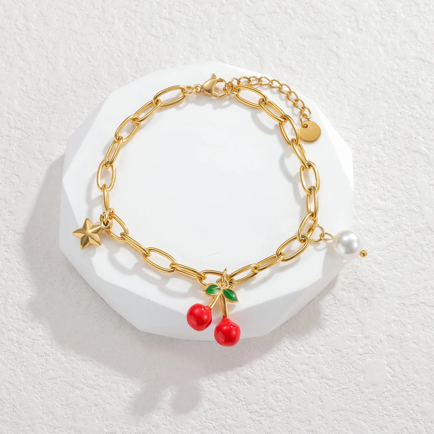 Nextvance été mode plaqué or Bracelets pour femme rouge fraise cerise pastèque breloques en acier inoxydable bijoux cadeaux