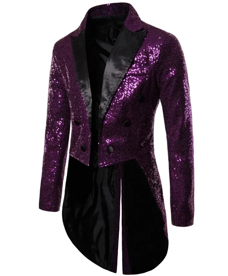 Manteau de Costume à paillettes dorées brillantes pour hommes, veste de smoking à Double boutonnage pour marié de mariage, Costume de fête sur scène de bal