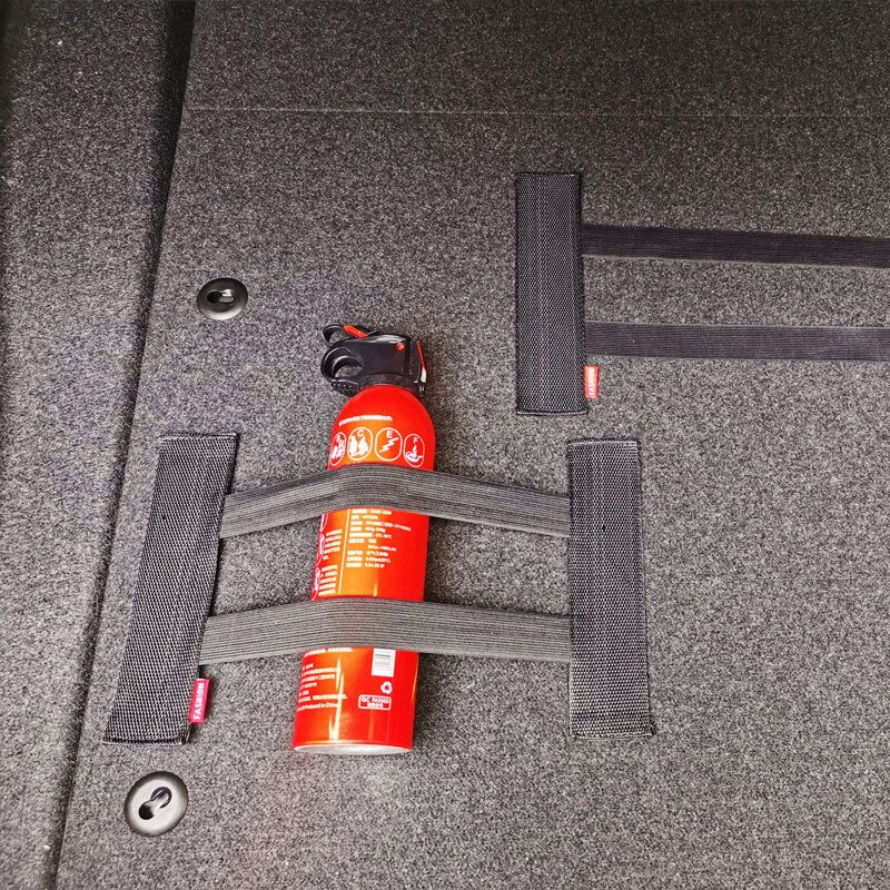 Filet de rangement pour coffre arrière de voiture, maille élastique, sangles fixes, organisateur intérieur de voiture, filet de rangement pour extincteur, sac de fixation arrière de siège, accessoire de voiture