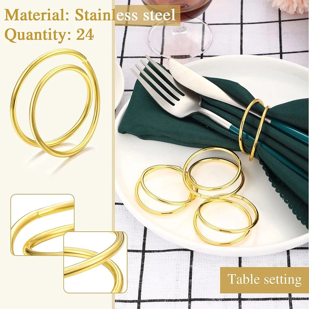 Anneau de serviette en or exquis, anneaux de serviette en métal pour dîner de mariage, décoration de Table d'hôtel, porte-serviettes