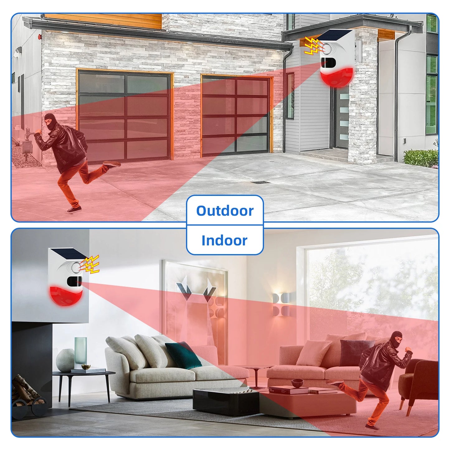 Tuya – détecteur de mouvement infrarouge intelligent WiFi, solaire, extérieur, PIR, sirène stroboscopique sans fil, alarme sonore, télécommande étanche