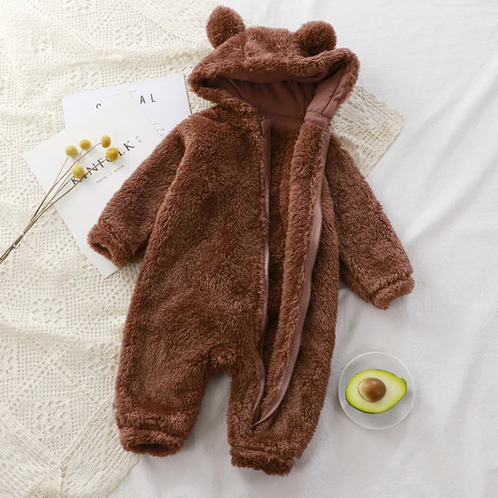 Vêtements d'hiver pour bébé de 0 à 24 mois, barboteuse en coton, ours de dessin animé mignon, Costume d'animal pour bébé garçon et fille, combinaison à fermeture éclair