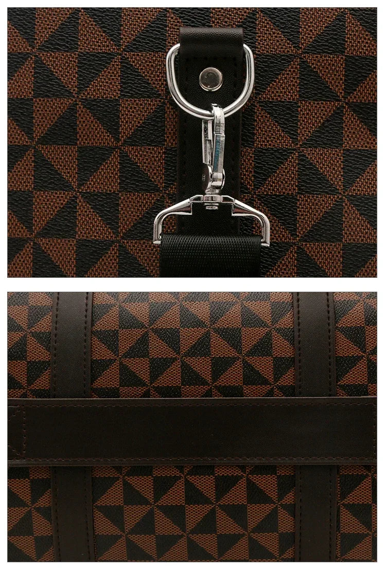Sacs de voyage rétro géométriques en PU pour femmes, grande capacité, sacs à bandoulière classiques de haute qualité, couleurs assorties, 2024