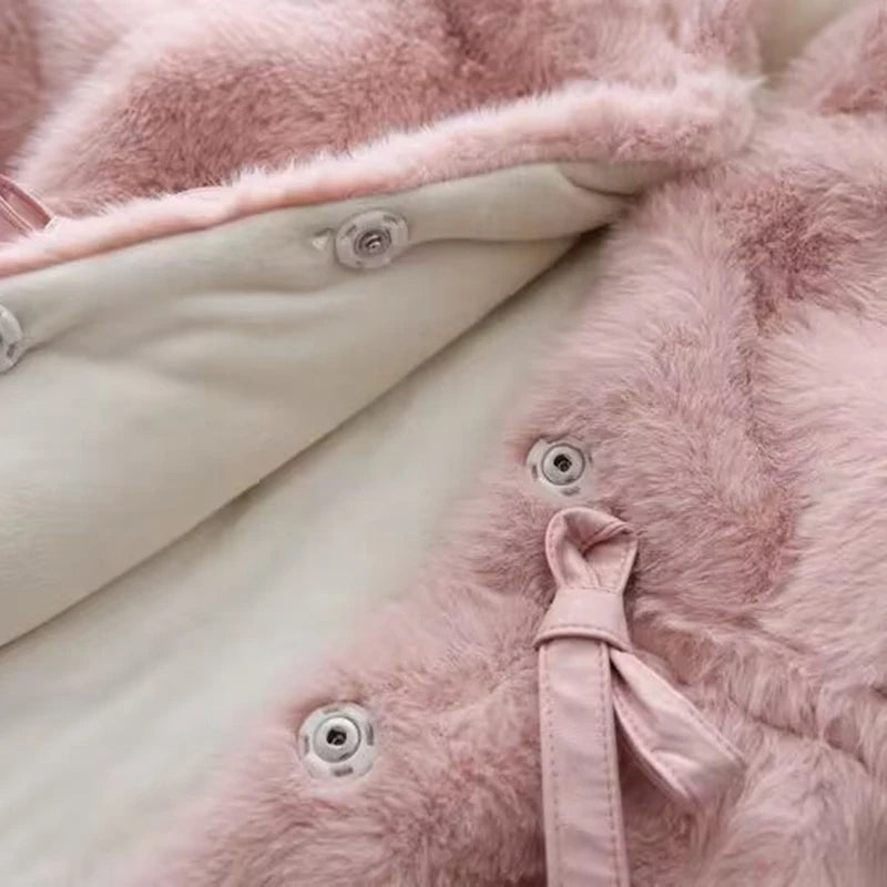Manteau d'hiver pour filles, Super chaud, fourrure de vison, rembourré, épais, manches longues, manteaux à capuche, veste pour bébés enfants, vêtements d'extérieur en peluche