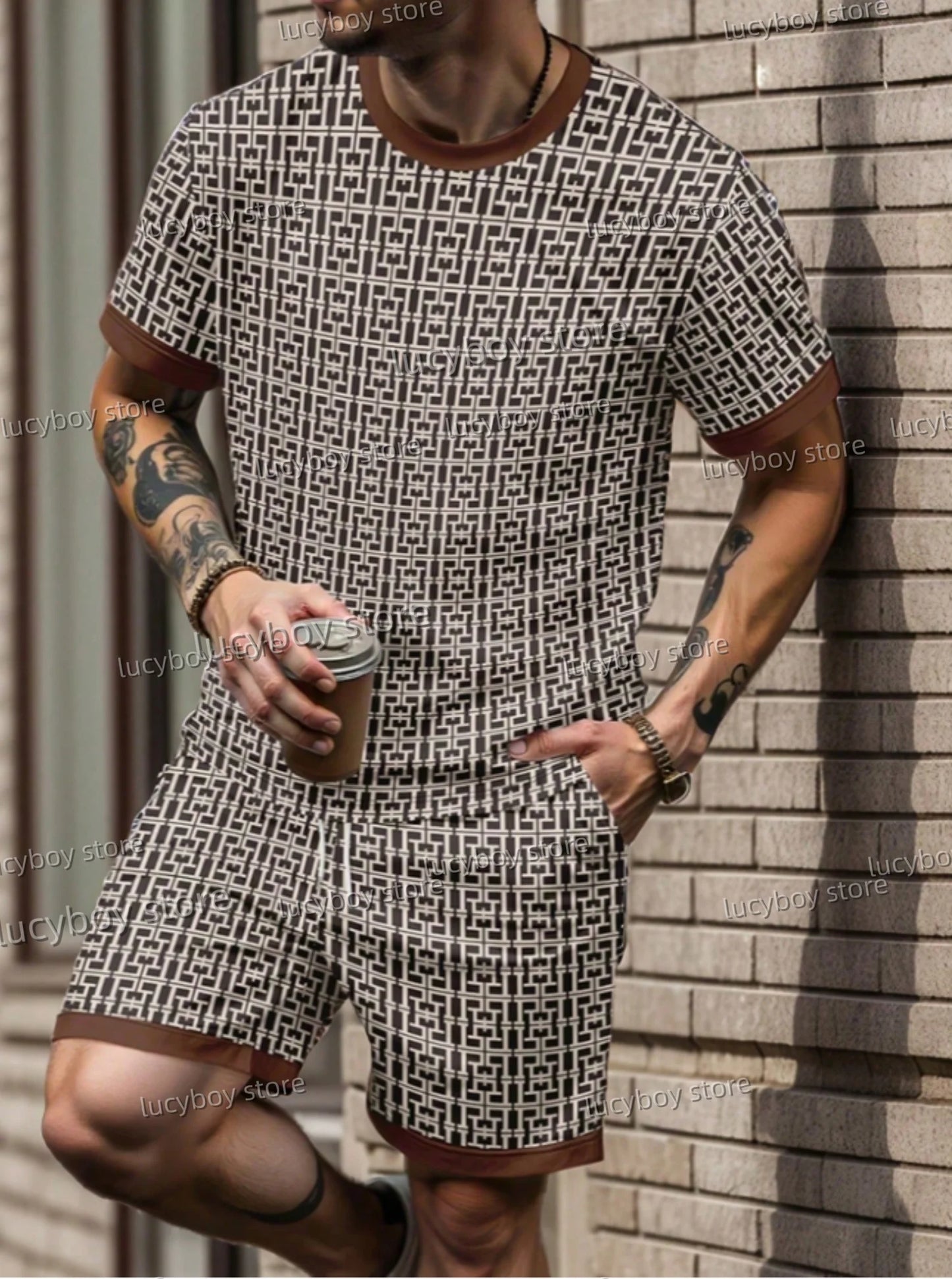 Été nouveau survêtement pour hommes de luxe imprimé T-shirt + ensemble short et haut tenue de Sport costume de Jogging en plein air Streetwear surdimensionné hommes vêtements