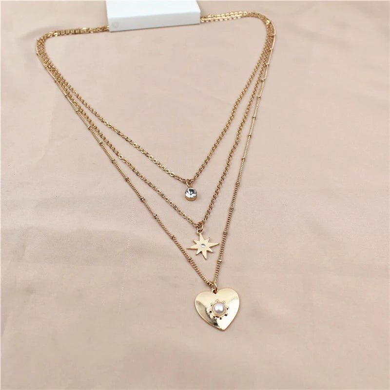 Collier rond à trois couches en argent Sterling 925, chaîne O Simple, pendentif d'amour, cadeau de fête pour femmes, bijoux fins exquis, nouvelle collection