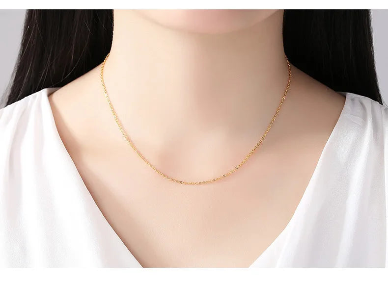 Chaîne de collier couleur or 14k pour femmes, boîte, os de serpent/étoilé/chaîne croisée, collier de 18 pouces, bijoux fins, cadeaux