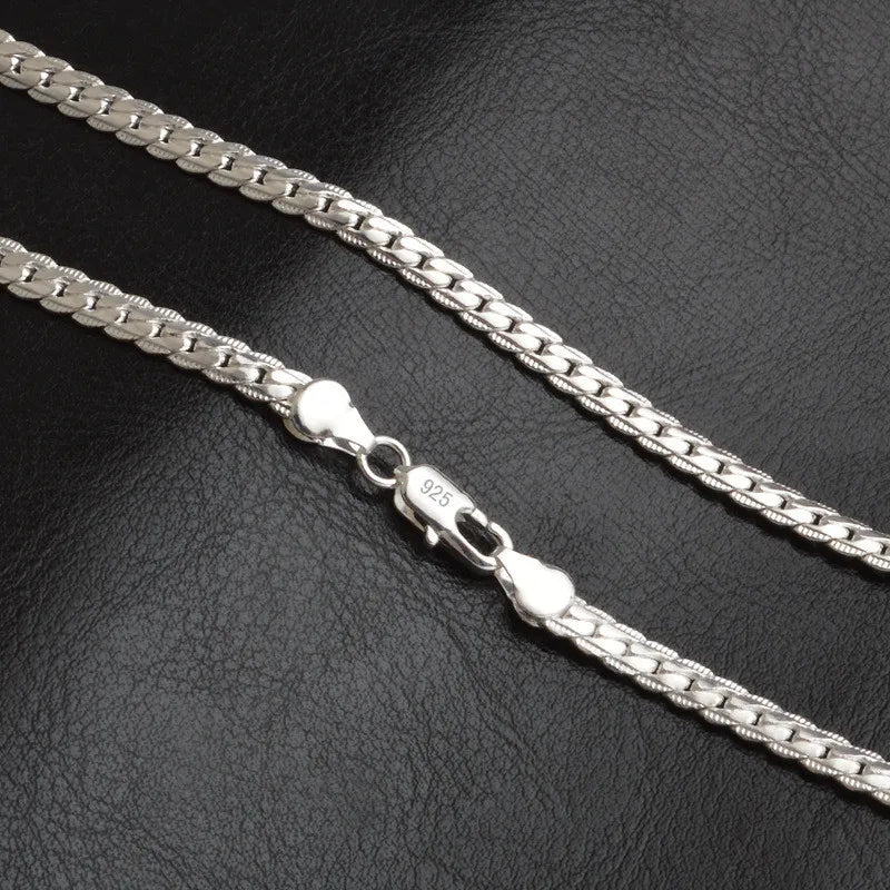 Collier en argent Sterling 925 pour hommes et femmes, chaîne latérale de 5mm, 16/18/20/22/24 pouces, bijoux de fiançailles et de mariage à la mode