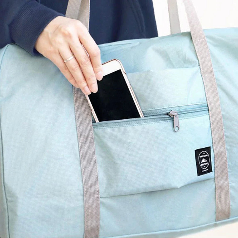 Sac de voyage pliant imperméable de couleur unie, sac à bagages léger de grande capacité